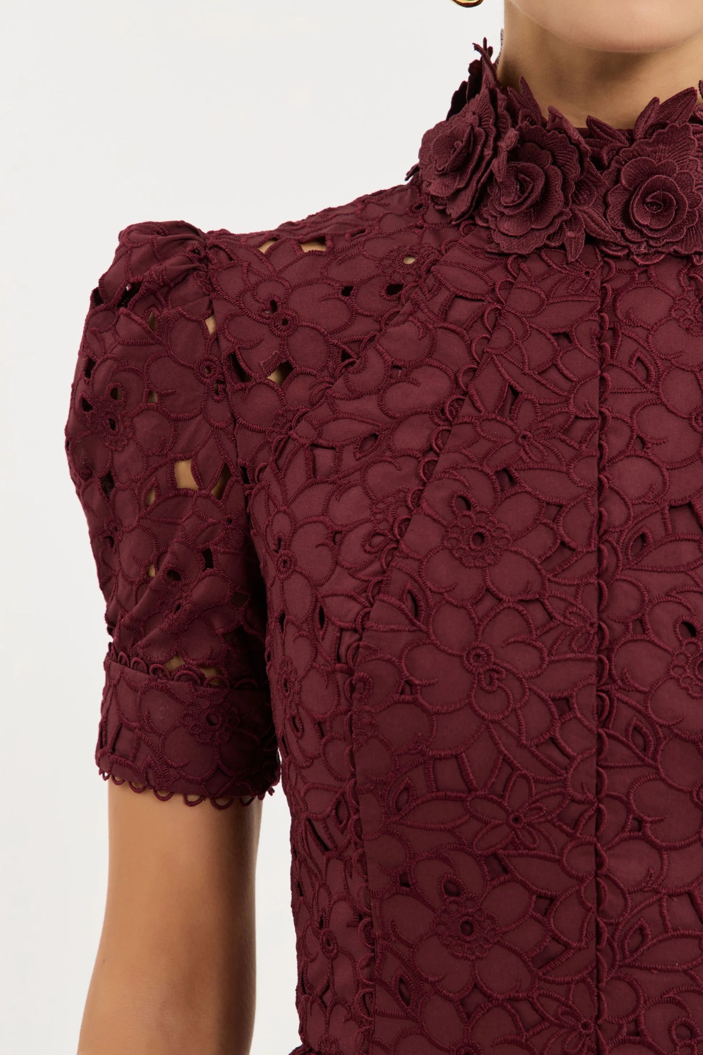 Rebecca Vallance - Kitsu Short Sleeve Midi Dress Merlot