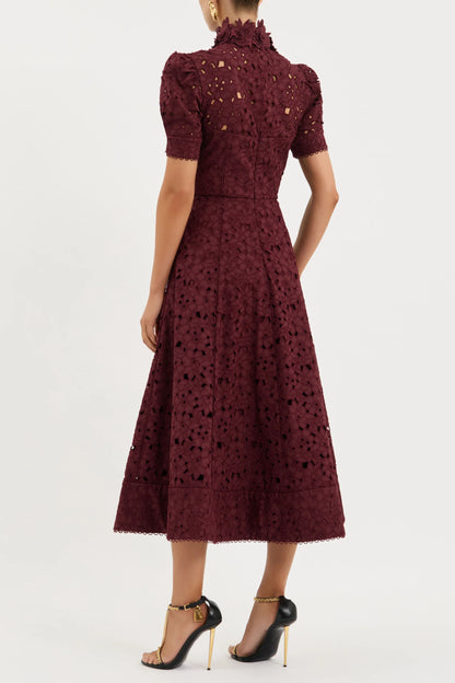 Rebecca Vallance - Kitsu Short Sleeve Midi Dress Merlot