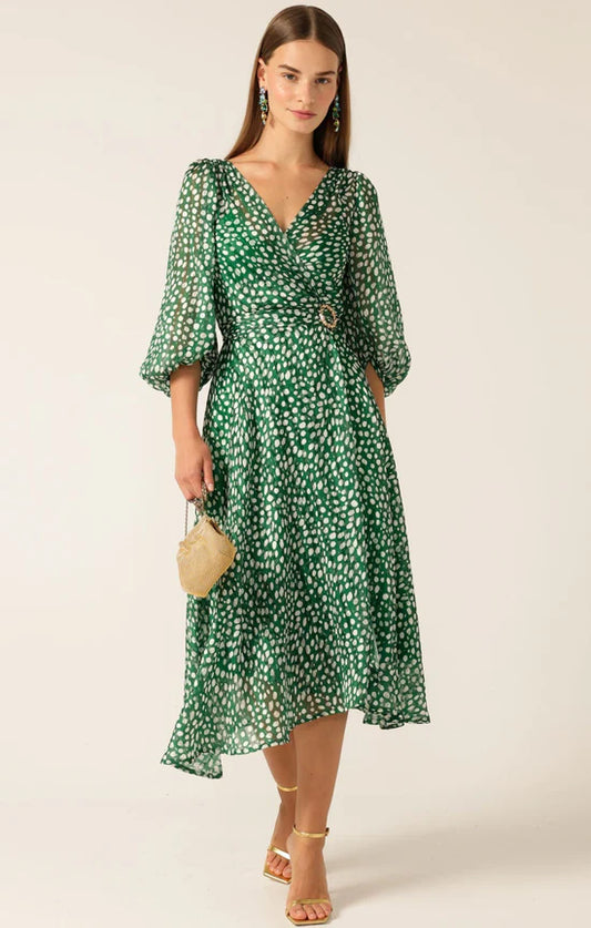 Sacha Drake - Cloudland Wrap Dress Green White Spot