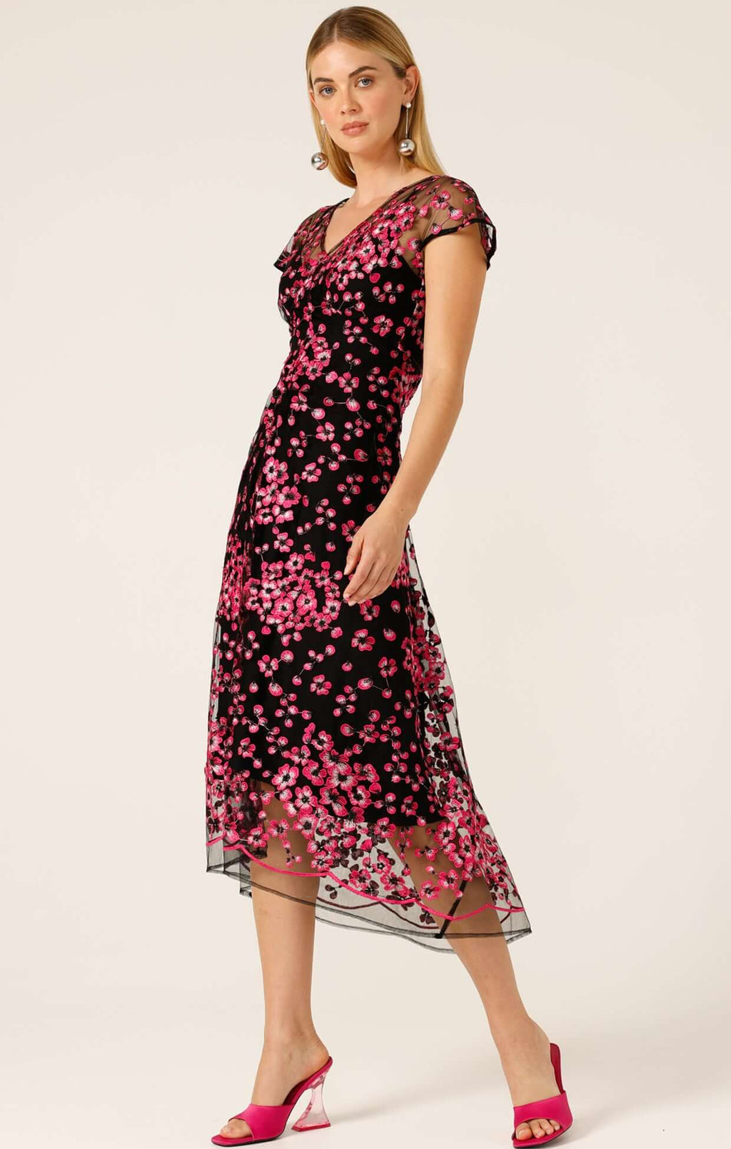 Sacha Drake - Joan Orchid Dress in Pink Black Floral