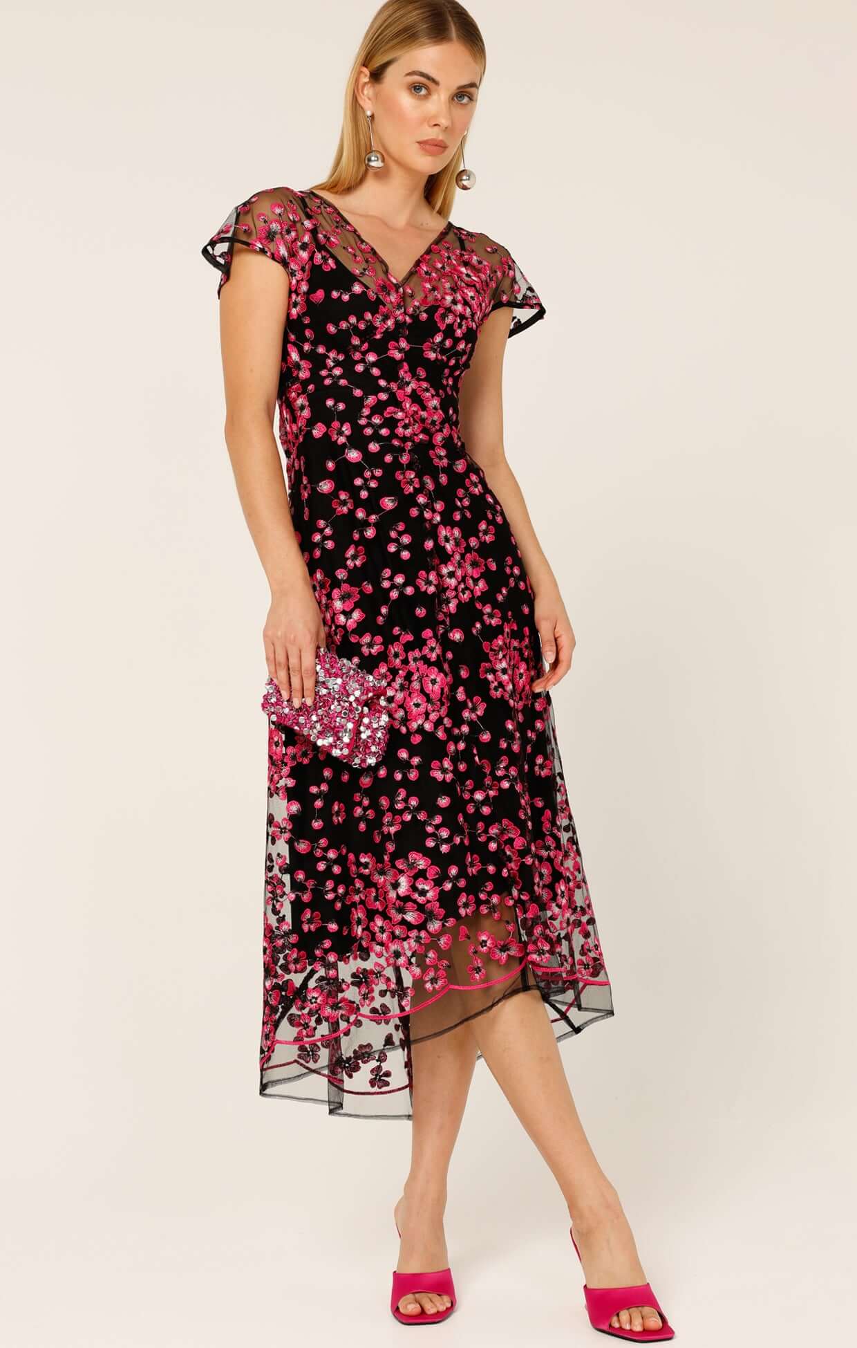 Sacha Drake - Joan Orchid Dress in Pink Black Floral