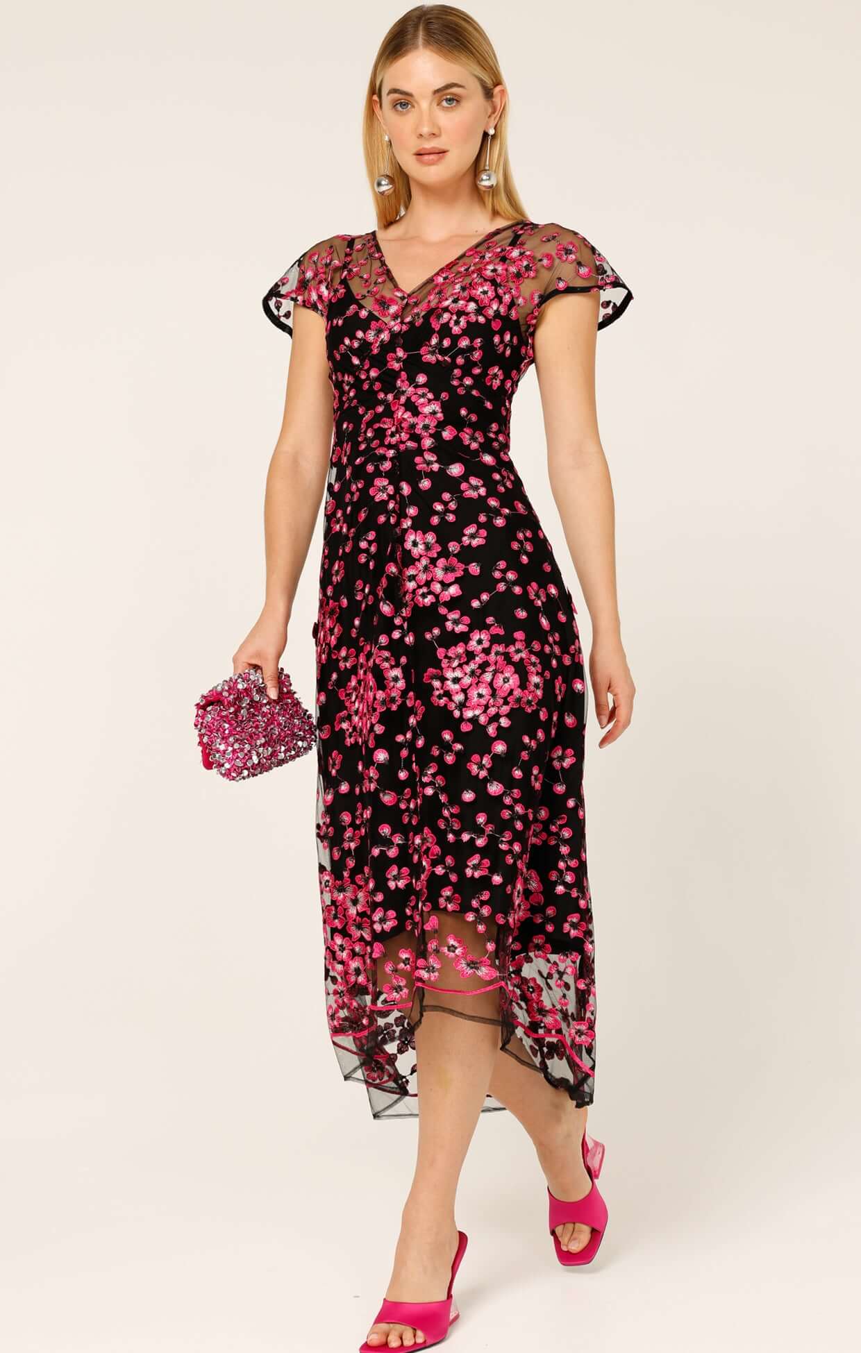 Sacha Drake - Joan Orchid Dress in Pink Black Floral
