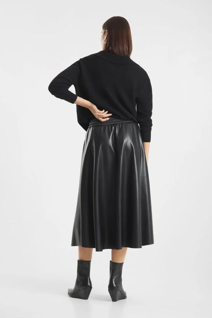 Raffaello Rossi - 4353 Smea Black Soft Faux Leather Skirt