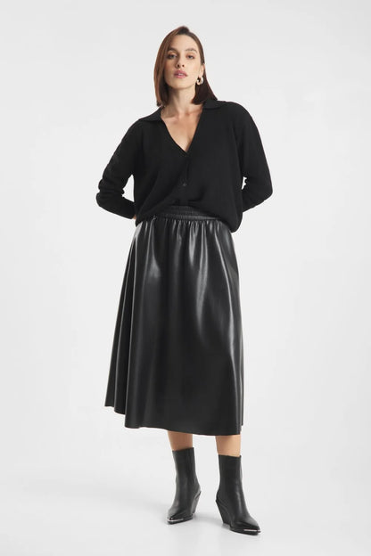 Raffaello Rossi - 4353 Smea Black Soft Faux Leather Skirt