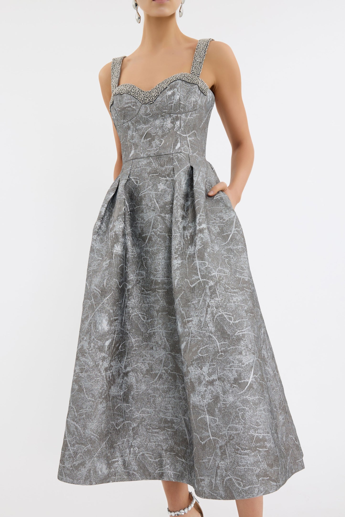 Rebecca Vallace - Sterling Midi Dress Silver