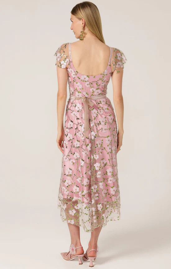 Sacha Drake - Anna's Hummingbird Dress - Pink Beaded Flower