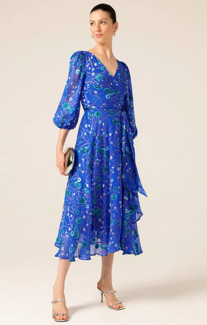 Sacha Drake - Bowerbird Wrap Dress - Periwinkle Poppy