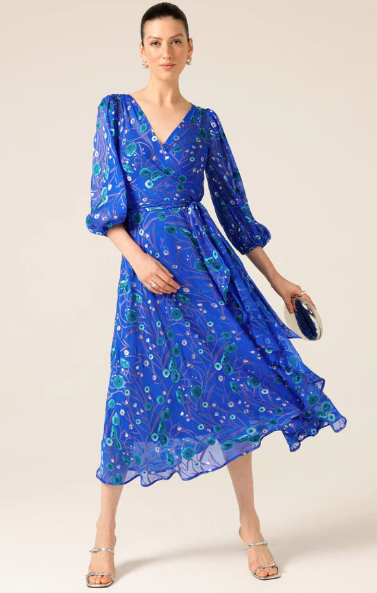 Sacha Drake - Bowerbird Wrap Dress - Periwinkle Poppy