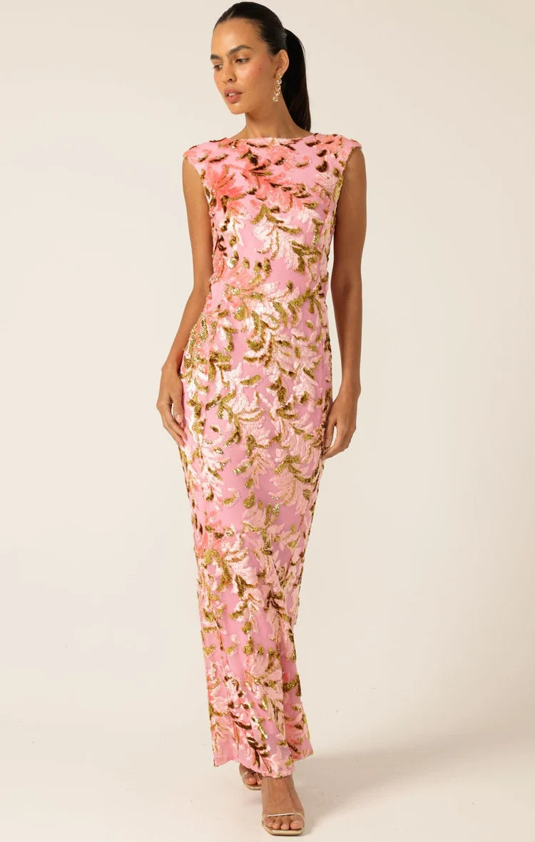 Sacha Drake - Heavenly Heights Maxi Dress Pink/Gold