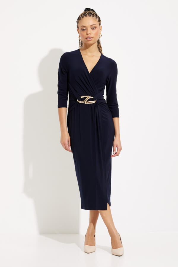 Joseph Ribkoff - Draped Sheath Dress Style Navy 223121TT
