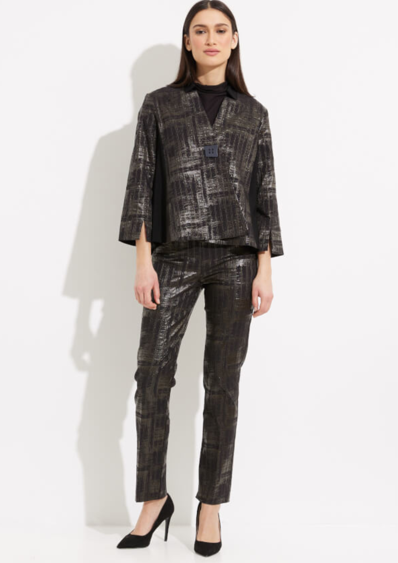 Joseph Ribkoff - Metallic Straight Leg Pants Style 233276