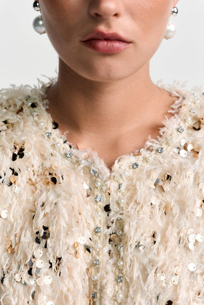 Rich & Royal - Short Feather with Sequin Jacket Gold