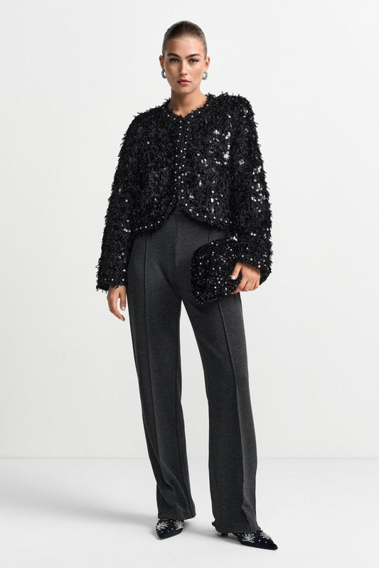 Rich & Royal - Short Feather with Sequin Jacket Black