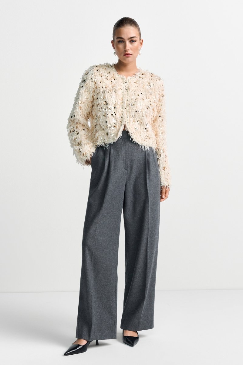 Rich & Royal - Short Feather with Sequin Jacket Gold