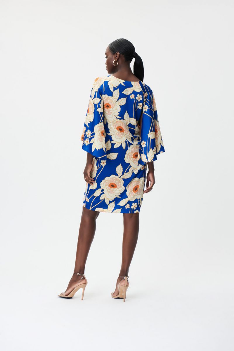 Joseph Ribkoff - Bell Sleeve Satin V-Neck Dress Style 232109