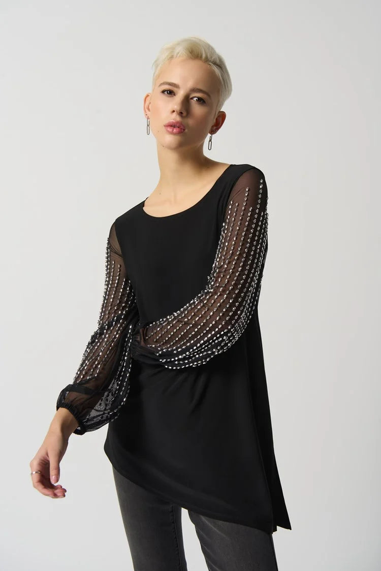 Joseph Ribkoff - Puff Sleeve Asymmetrical Tunic 233002