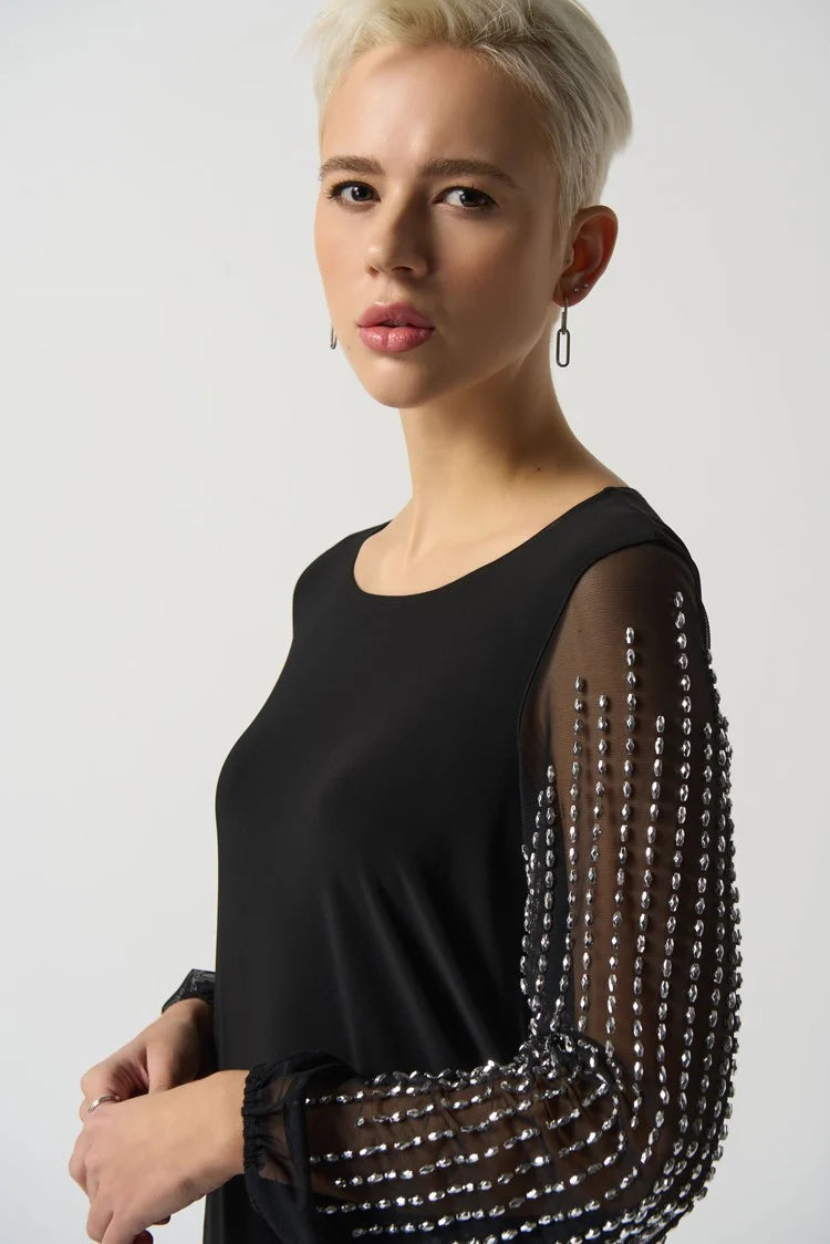 Joseph Ribkoff - Puff Sleeve Asymmetrical Tunic 233002
