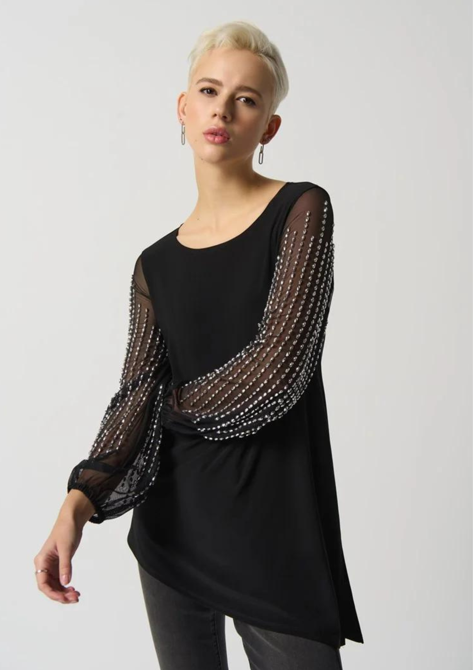 Joseph Ribkoff - Puff Sleeve Asymmetrical Tunic 233002