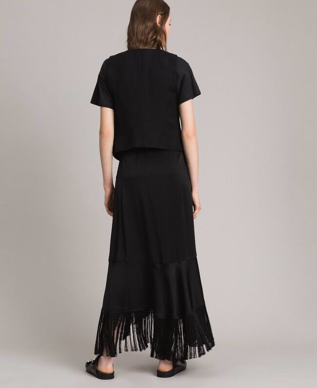 Twinset Fringe mid-length wrap skirt