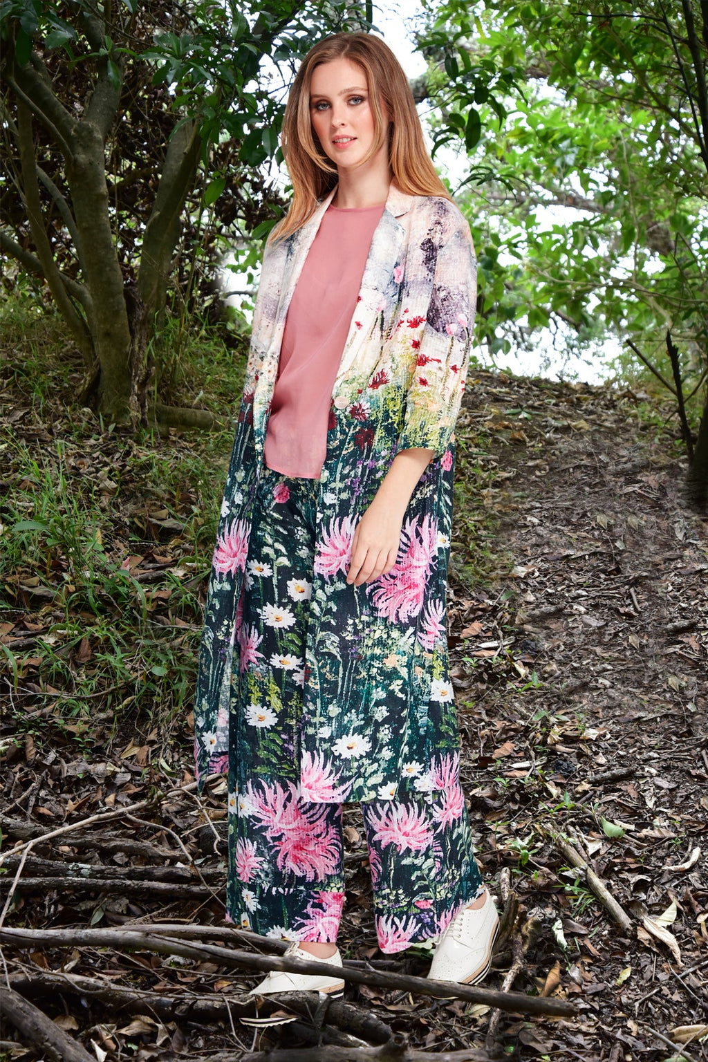 Curate - Star Duster Coat Black Floral