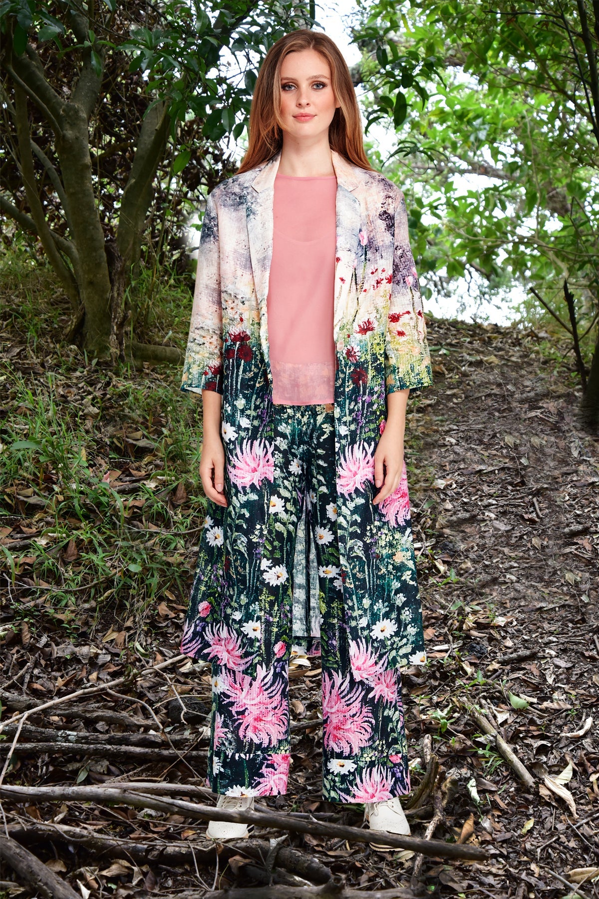 Curate - Star Duster Coat Black Floral