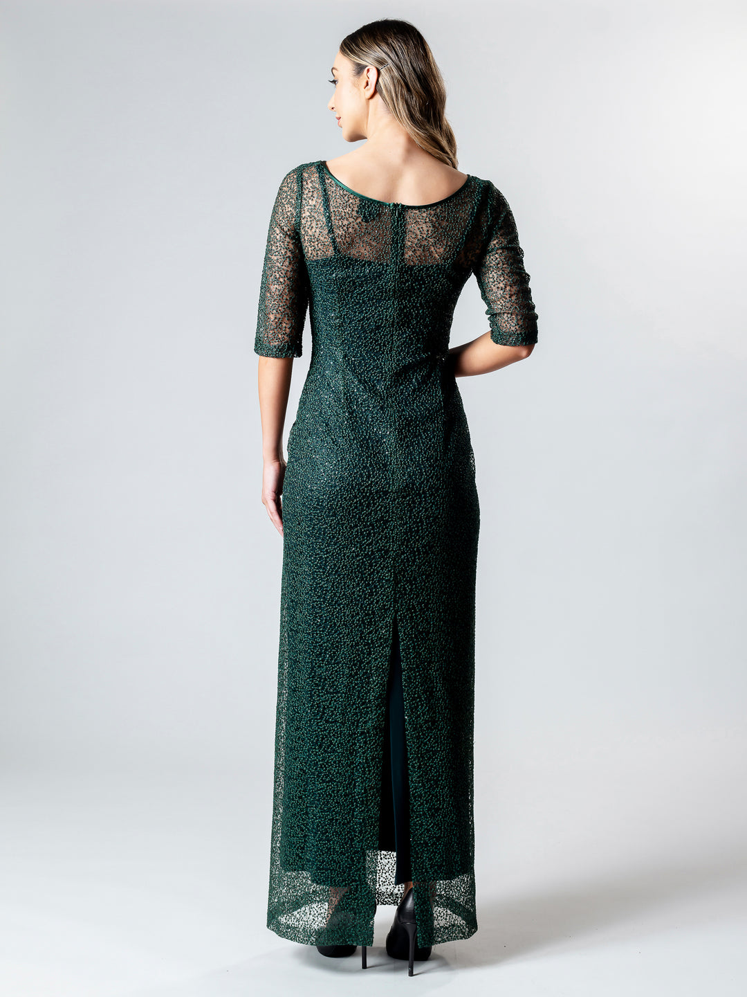 Lisa Barron Emerald 3 4 Sleeve Evening Gown Aspirations Brighton