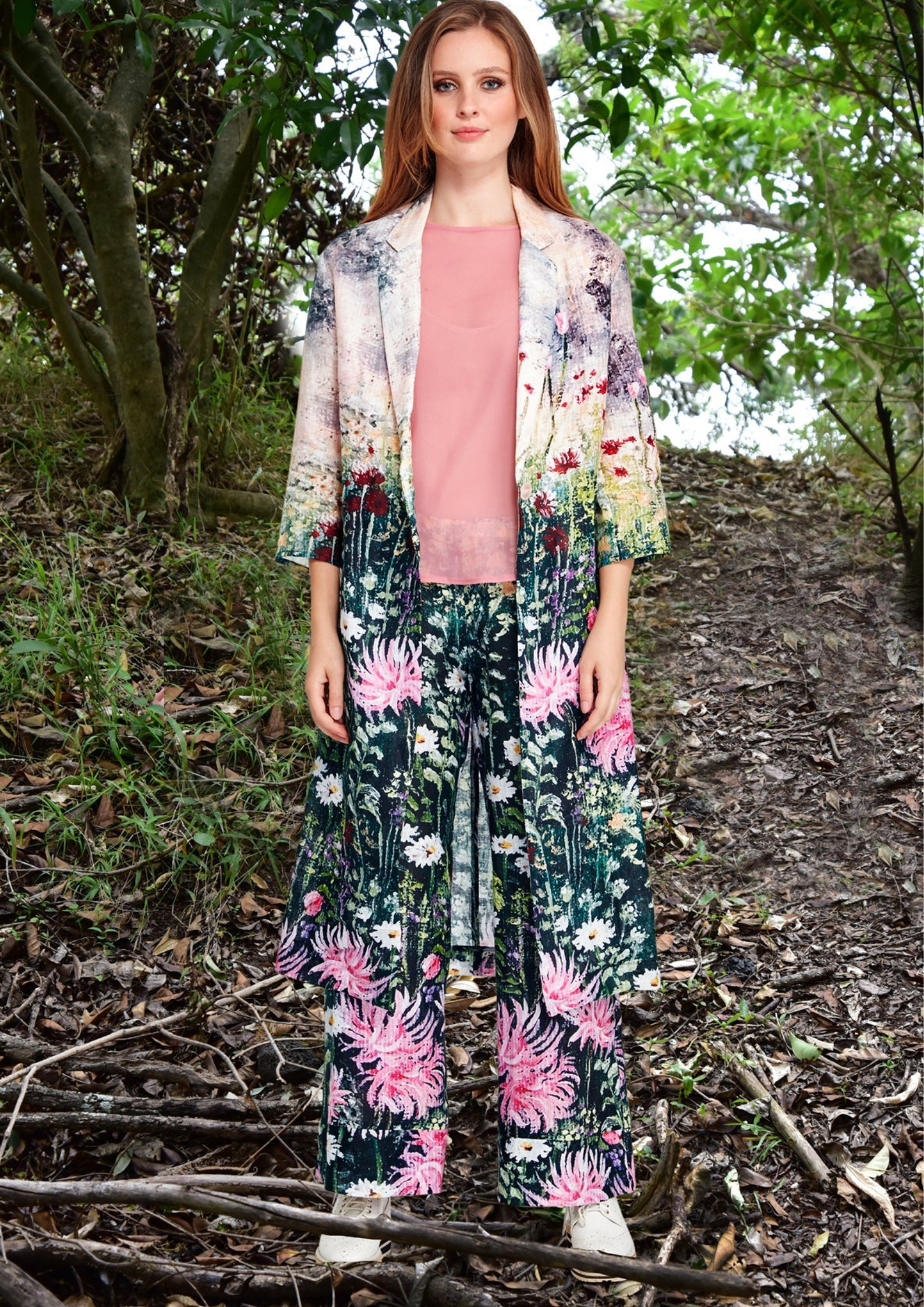 Curate - Star Duster Coat Black Floral